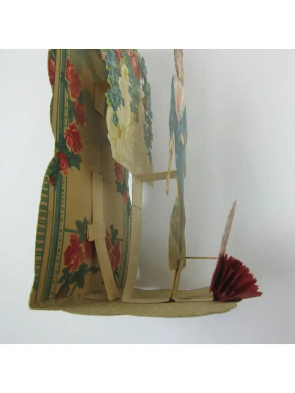 Antique Valentine Honeycomb 3D Pop Up Die Cut Boy Blue Sailor Suit Flowers Roses